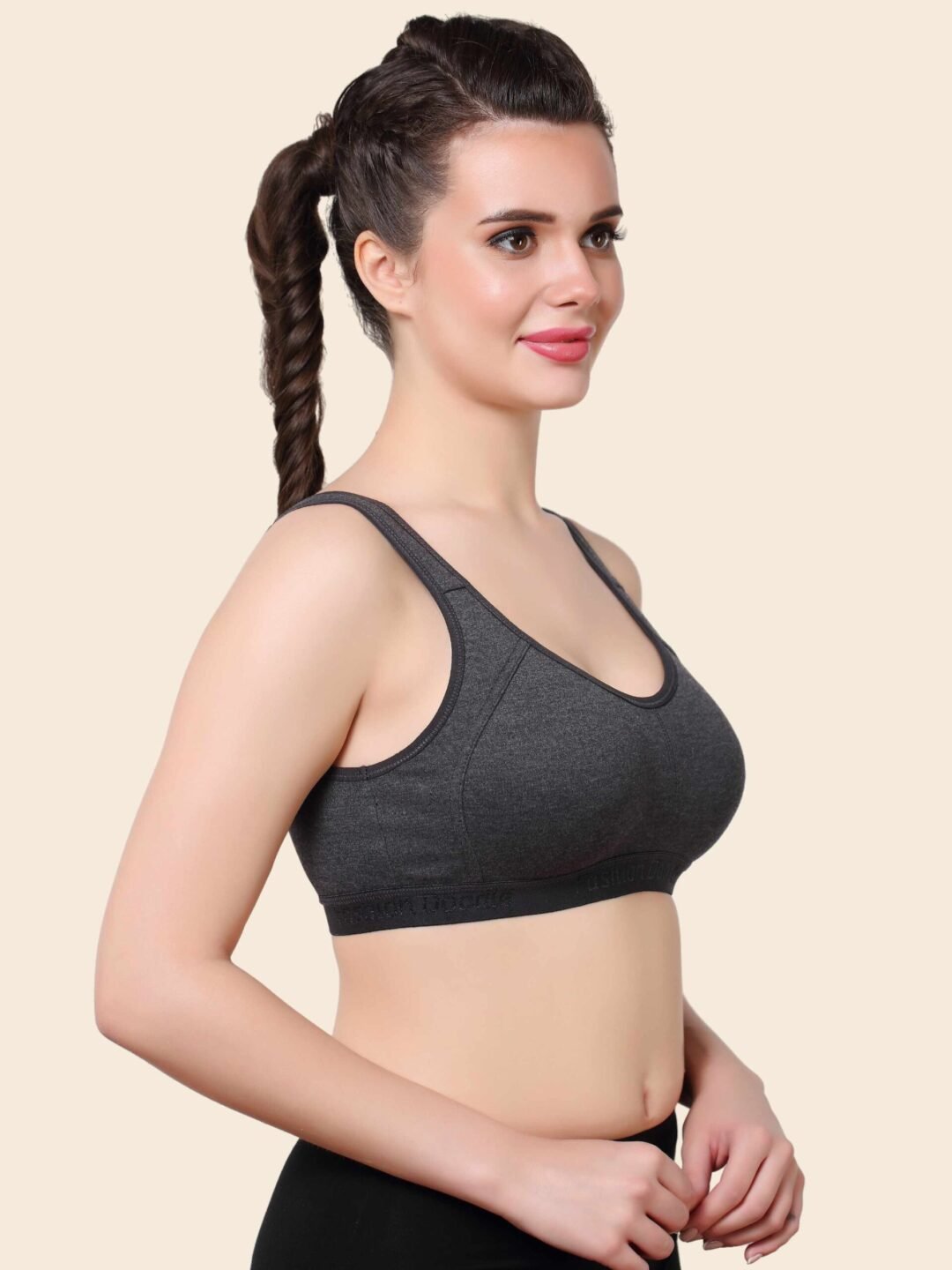 side support bra PC interlock fabric bra