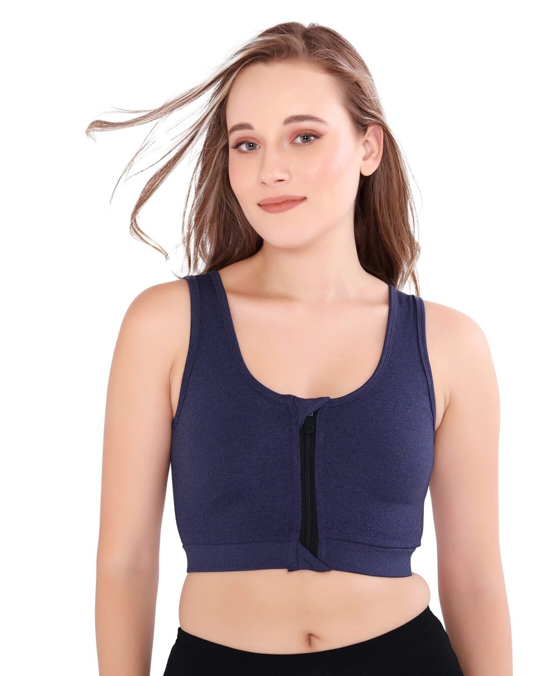 Mary Front-Zip Sports Bra with Removable Pads