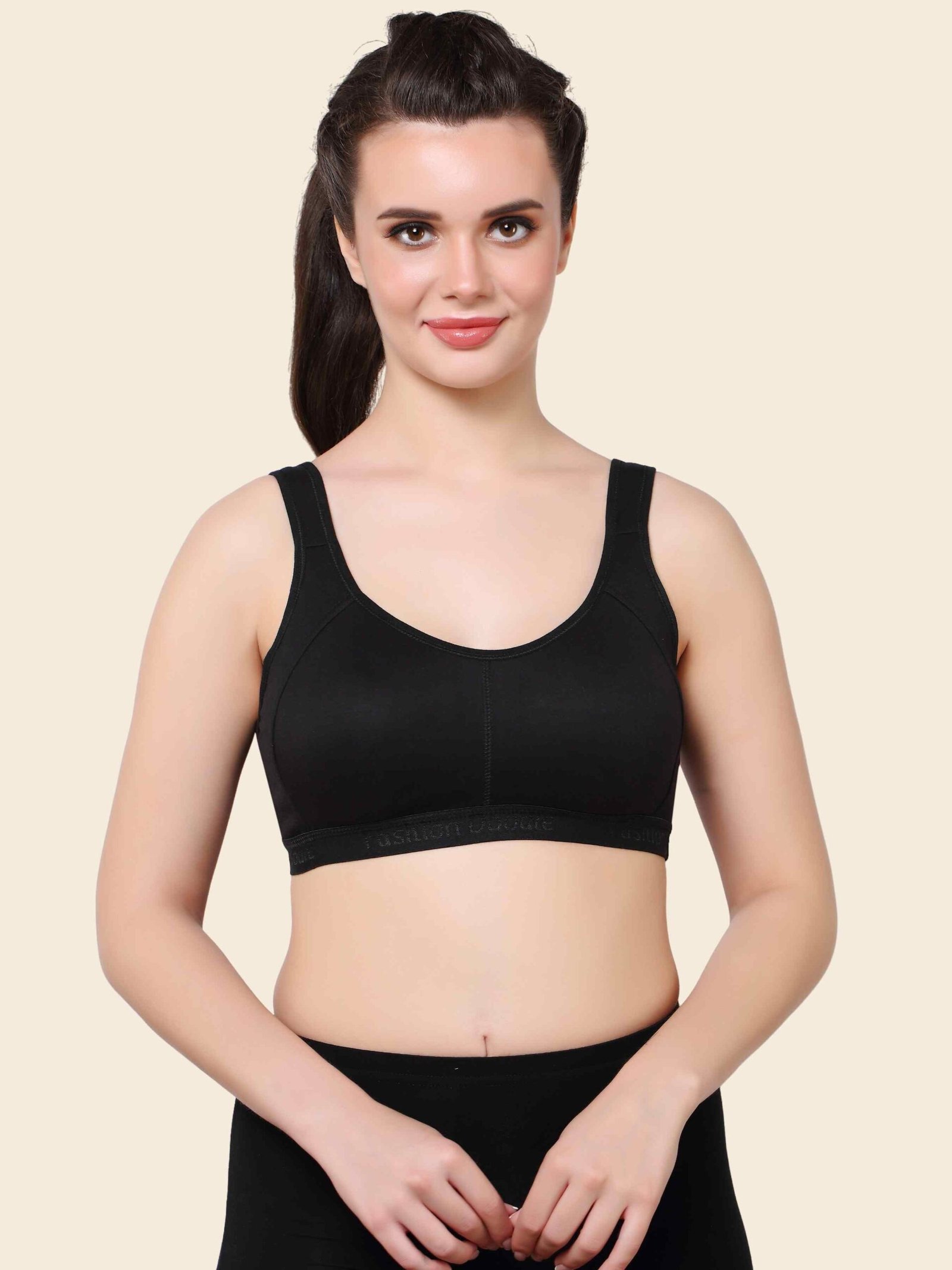 Women’s wirefree non-padded full coverage bra with side support – charcoal grey – Fashion Doodle India